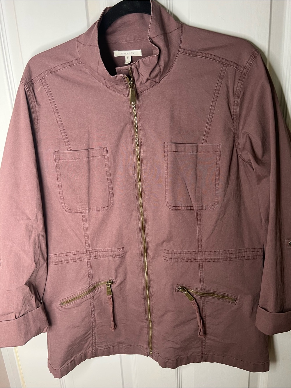 Maurices Purple Utility Zip Jacket